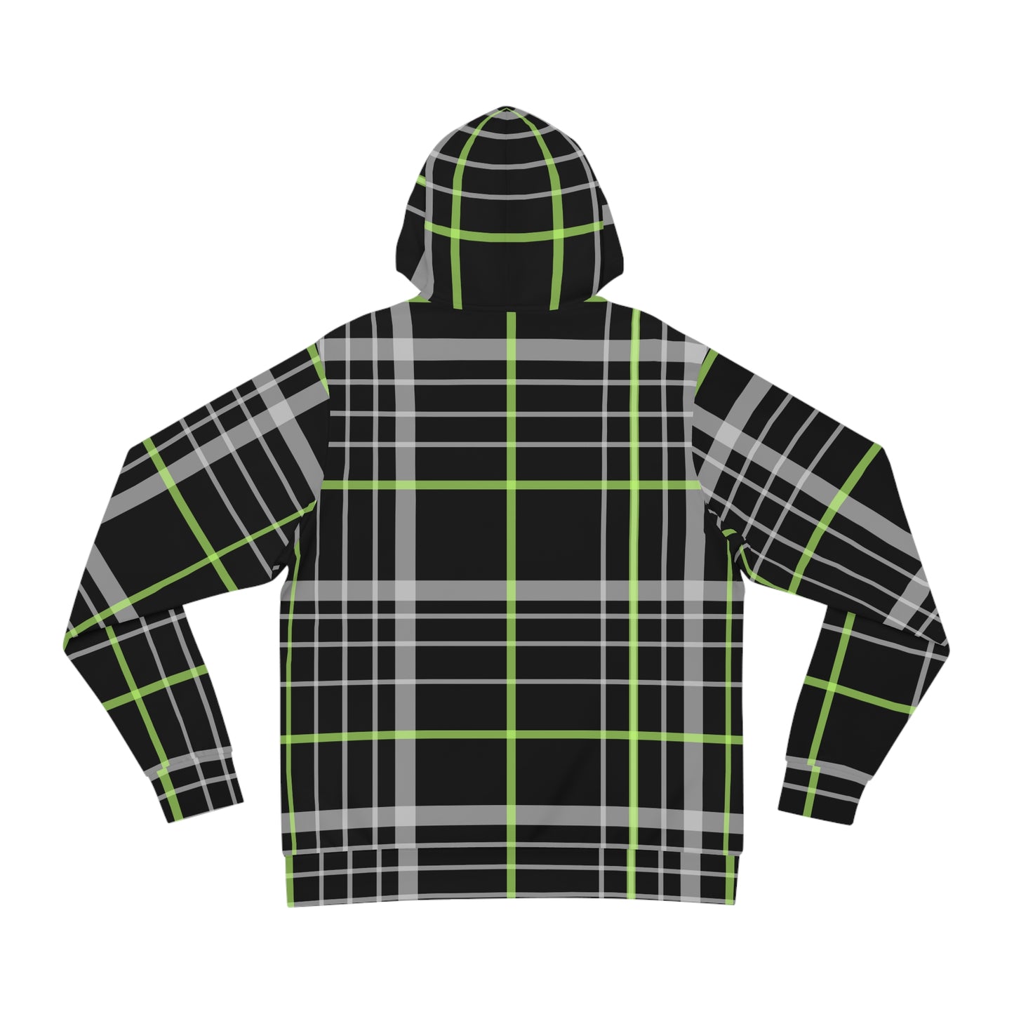 unisex Hoodie (AOP)/Black and Green plaid