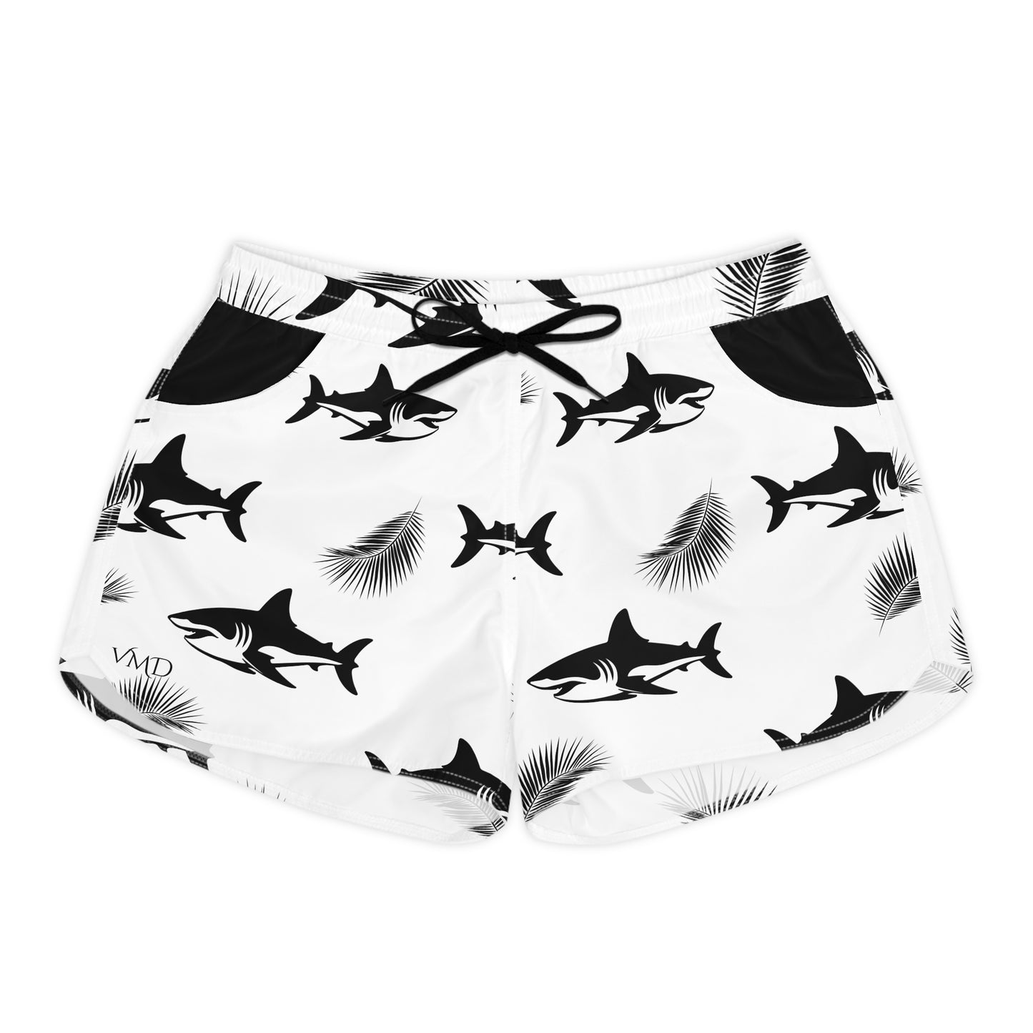 Women's Casual Shorts (AOP)/Sharks/Black