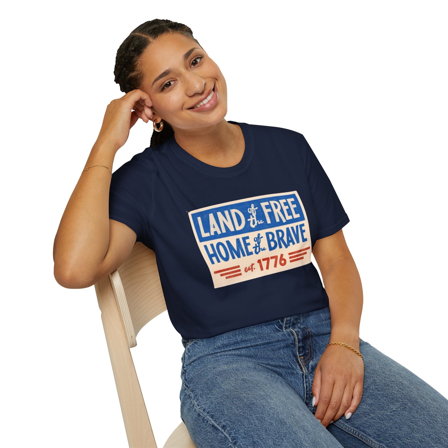 Unisex Softstyle T-Shirt/4th of July/Land of the Free Home of the Brave