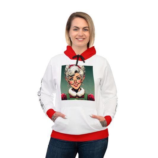 Woman's Athletic Hoodie (AOP)/Mrs clause/ Red/white/1