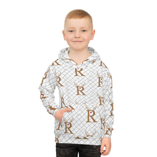 Children's Hoodie (AOP)/R/ Rudolph Red Nose Reindeer/White