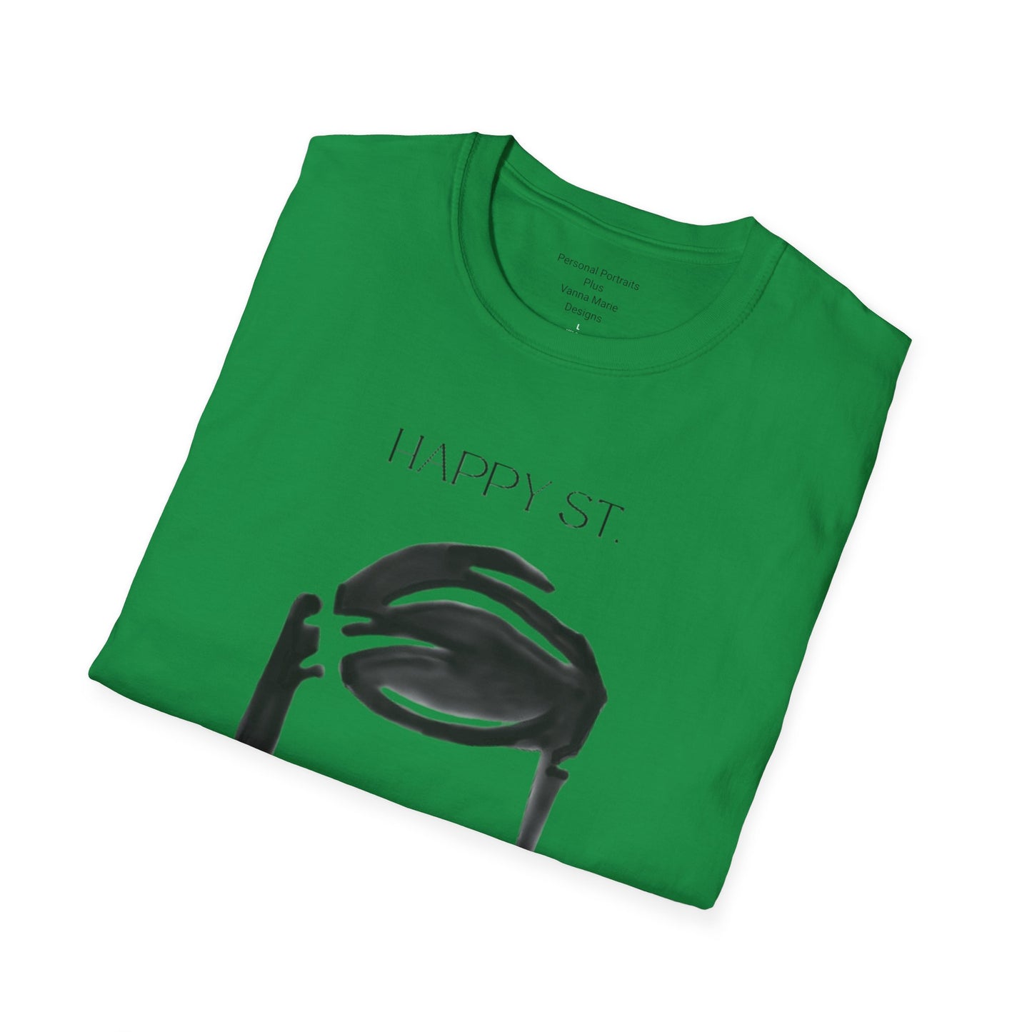 Unisex Softstyle T-Shirt/Happy St. Patrick's Day/ Man/ Brunette/ Green Glasses/ Golden Beer