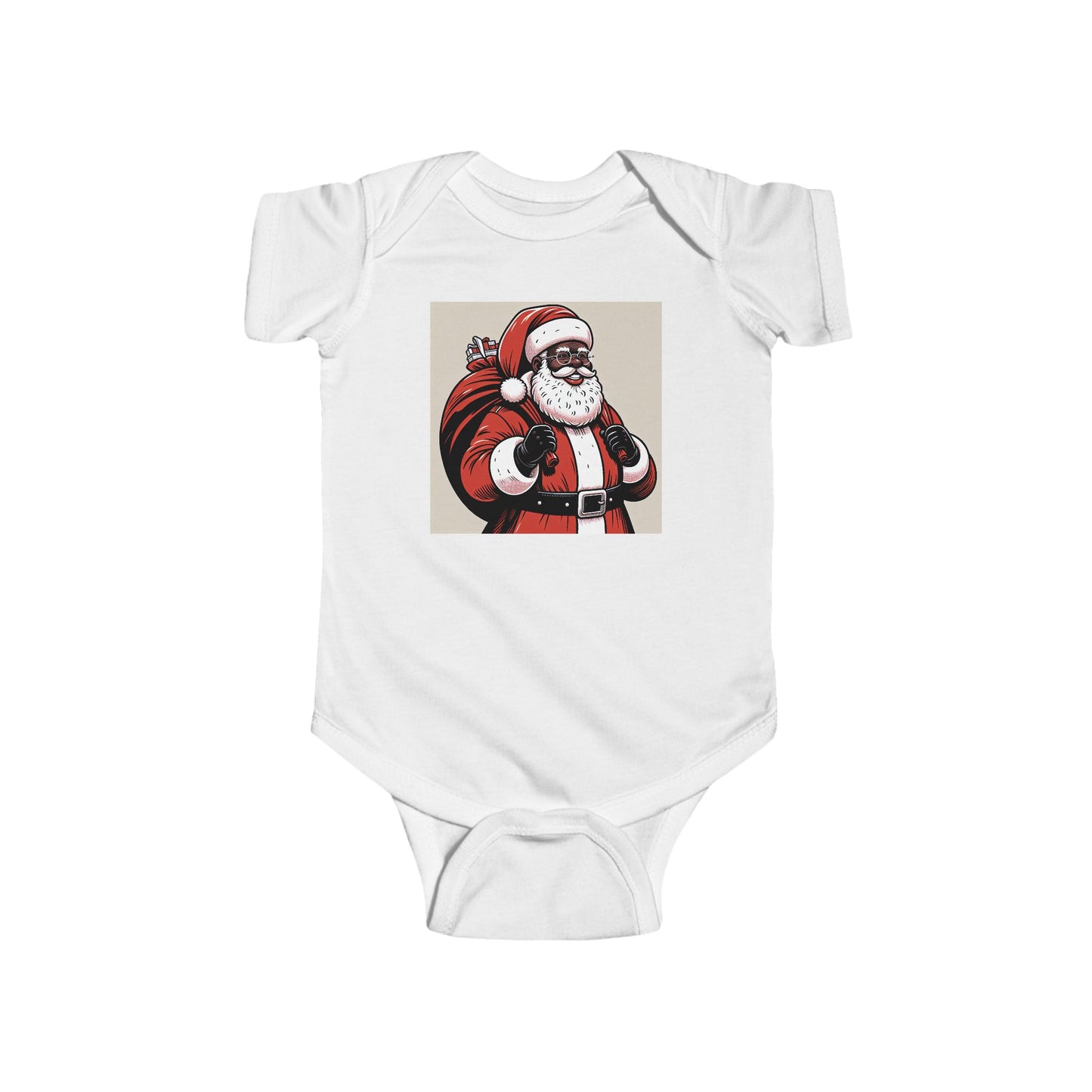 Infant Fine Jersey Bodysuit/African American Santa Claus/ Holiday