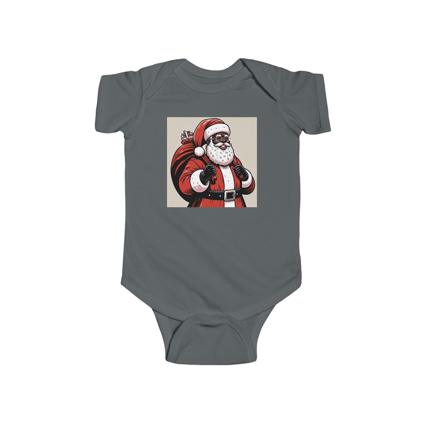 Infant Fine Jersey Bodysuit/African American Santa Claus/ Holiday