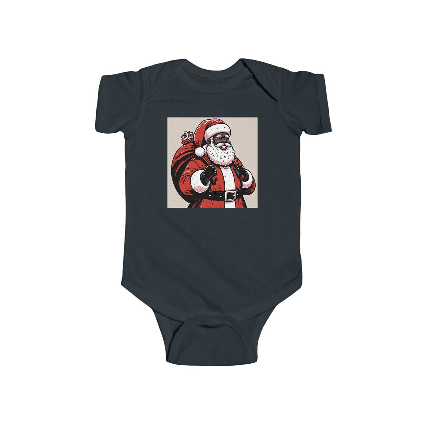 Infant Fine Jersey Bodysuit/African American Santa Claus/ Holiday