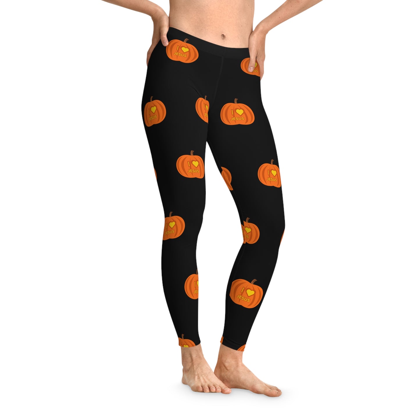 Women's Stretchy Legging/ I love Jesus Carved Pumpkins