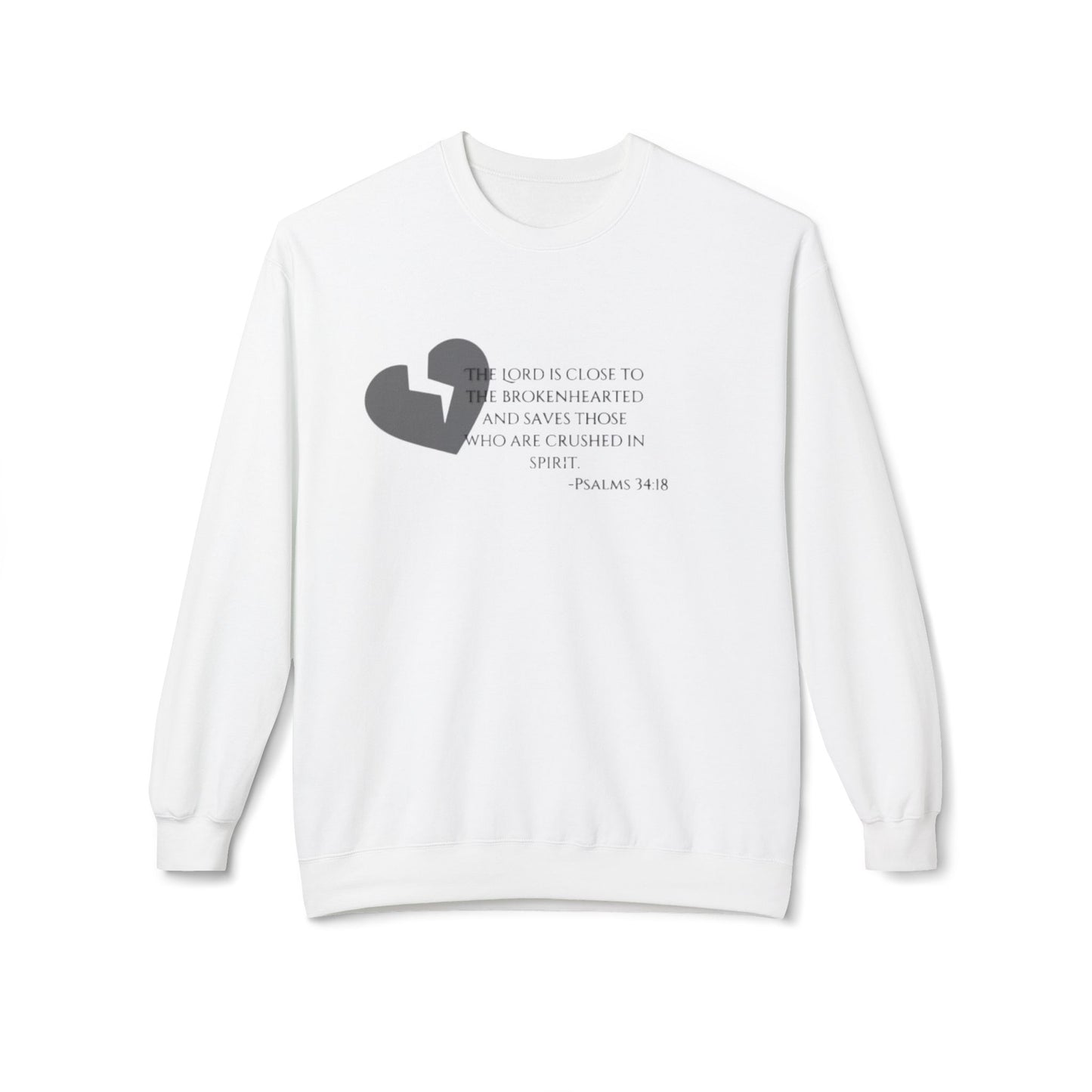 Mens Midweight Softstyle Fleece Crewneck Sweatshirt/Psalms 34:18/Dark Heart