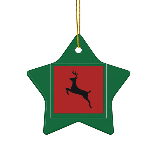 Ceramic Ornament, 4 Shapes/Reindeer/Green background