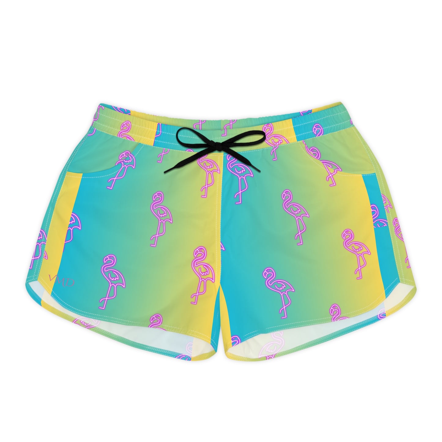 Women's Casual Shorts (AOP)/Neon Pink Flamingo/Blue/Yellow Gradient