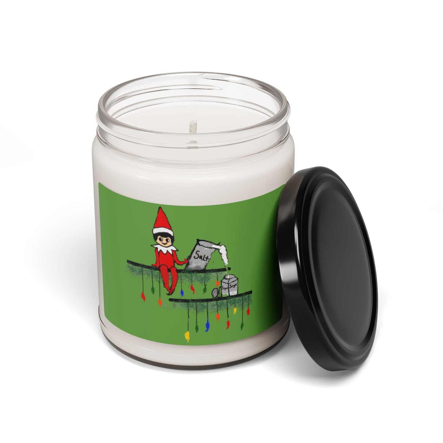 Scented Soy Candle, 9oz/Holiday Funny/Caucasian Elf on the Shelf/ Salt in the Sugar