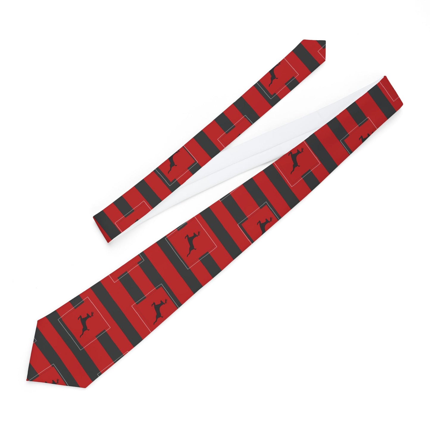 Men's Necktie/ Reindeer Black/Red Striped