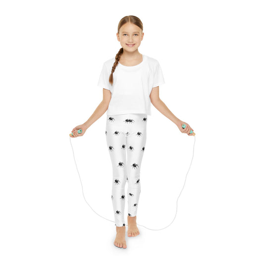 Youth Full-Length Leggings (AOP)/Spiders/Halloween/Black/White