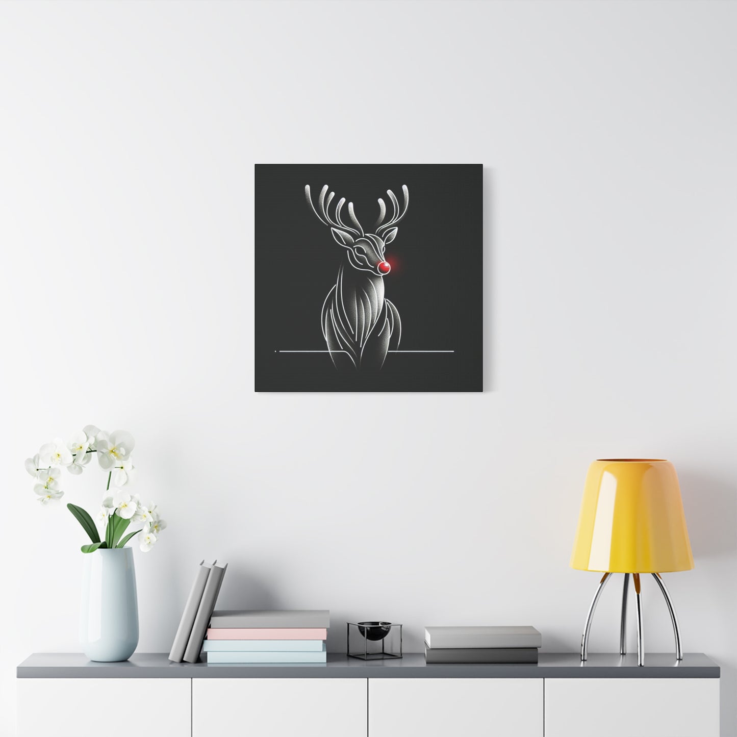 Matte Canvas, Stretched, 1.25"/ Rudolph/ Line Art/ Black/BG