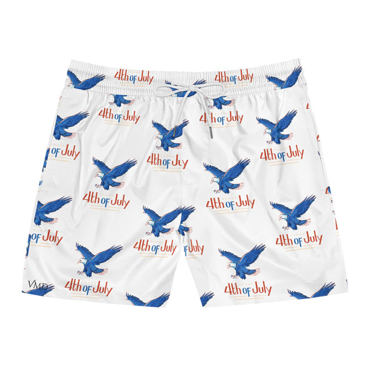 Men's Mid-Length Swim Shorts (AOP)/4th of July/Bald Eagle