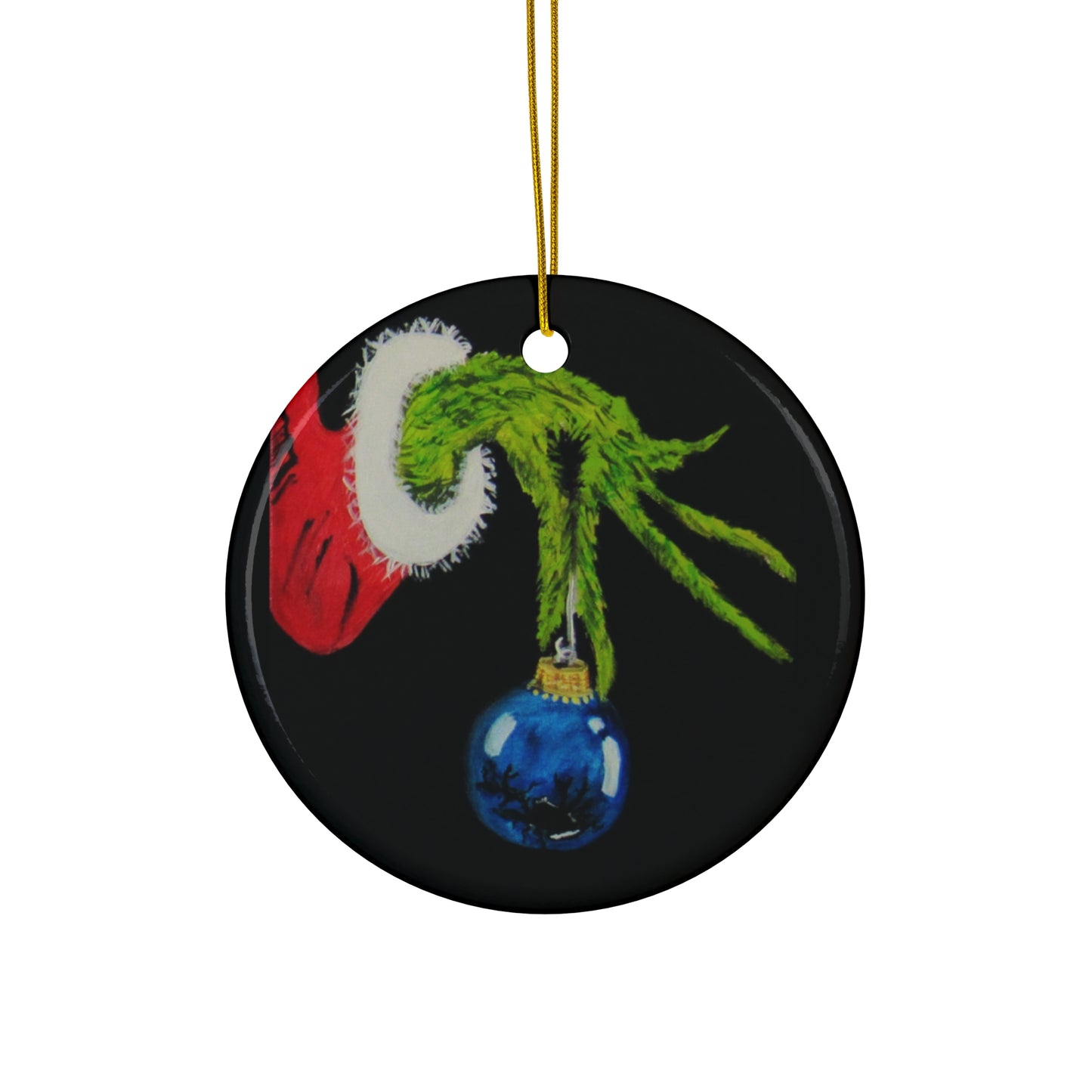 Ceramic Ornament, 4 Shapes/Grinch Bulb Blue