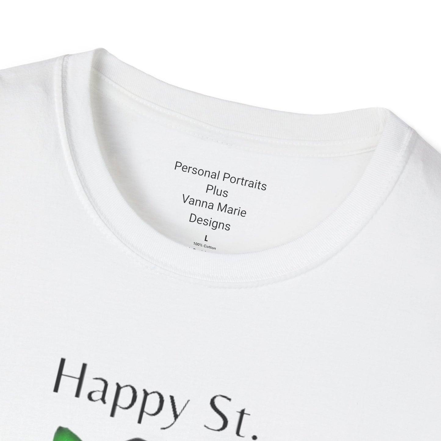 Unisex Softstyle T-Shirt/Happy St. Patricks Day/ Woman/ Brunette/ Green Glasses/Wine Glass