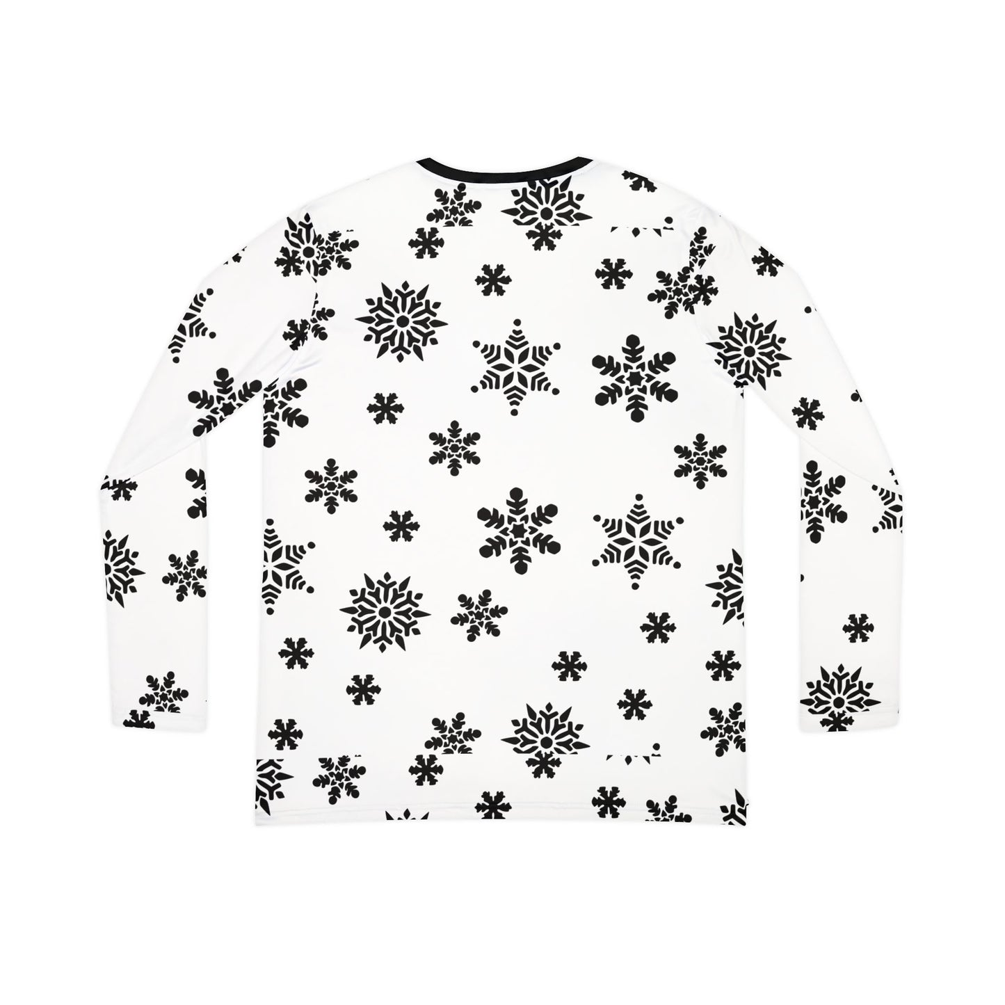 Women's Long Sleeve V-neck Shirt (AOP)/White/Black Snowflakes/Holiday