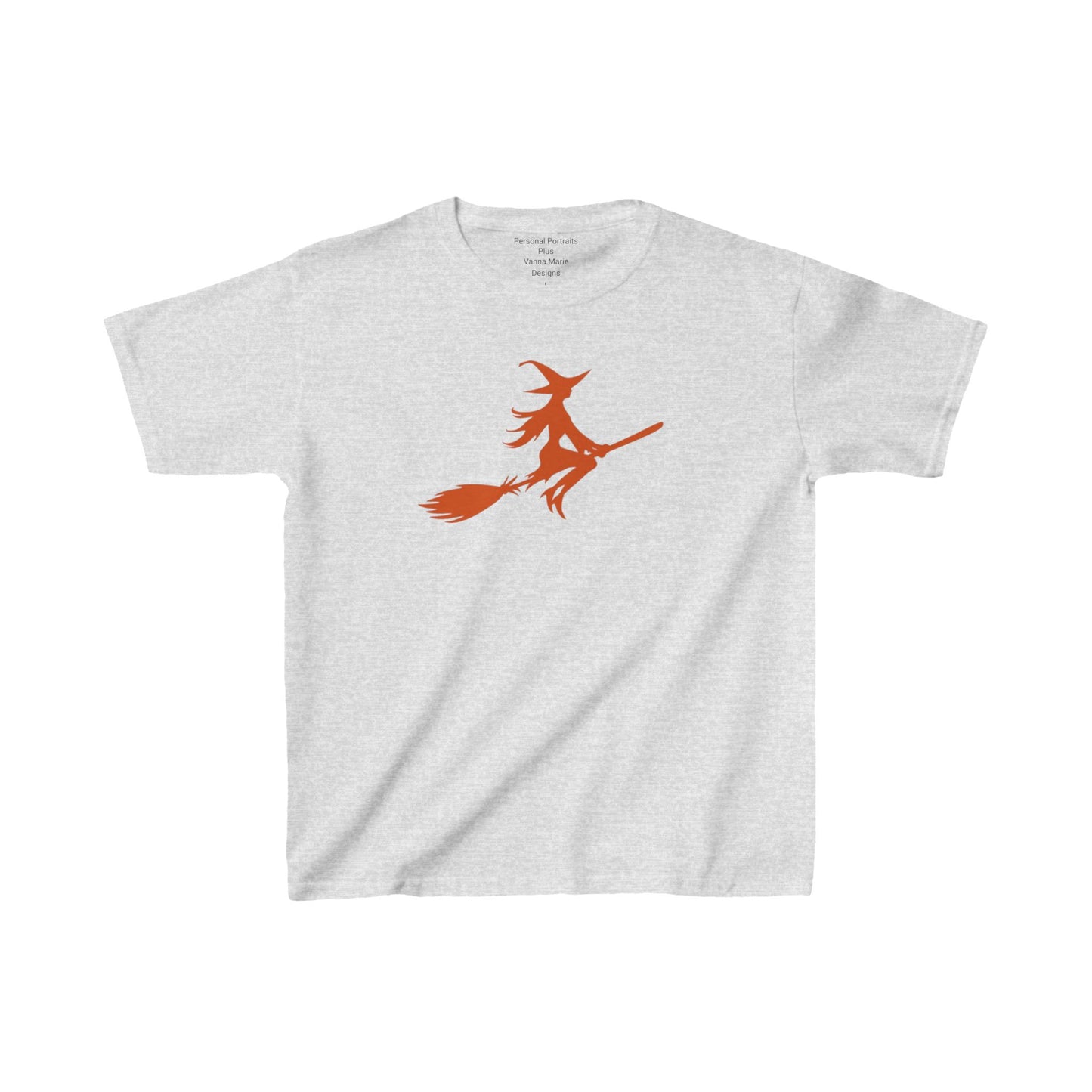 Kids Heavy Cotton™ Tee/Witch on a Broom/Orange