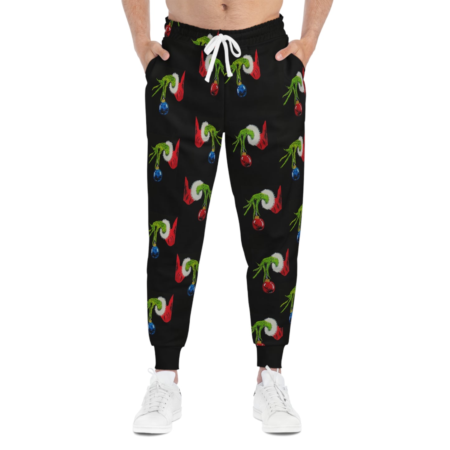 Unisex Athletic Joggers (AOP)/Grinch Hands/Bulbs/Red/Blue