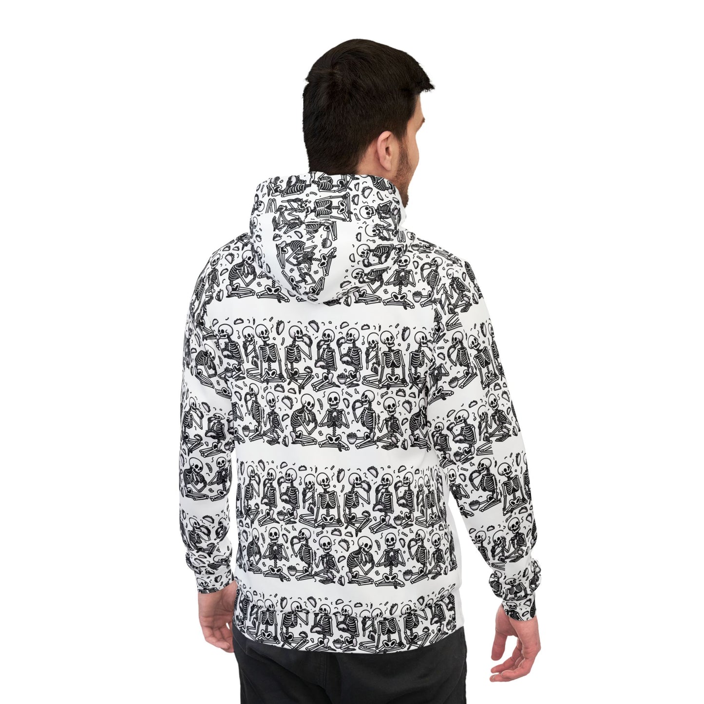 Unisex Athletic Hoodie (AOP)/skeletons Eating Tacos/Halloween