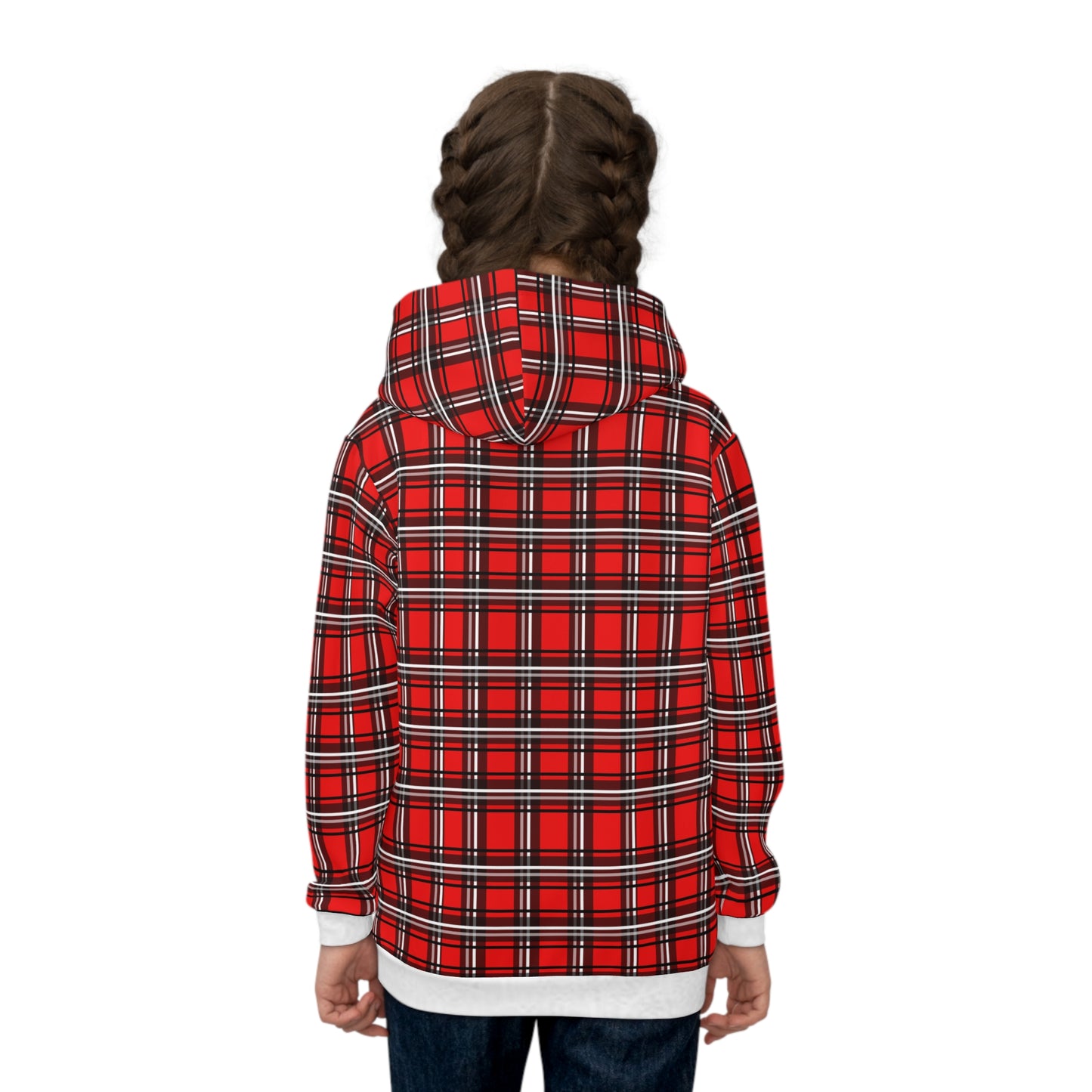 Children's Hoodie (AOP) / White Reindeer/Red/Black/Plaid/Holiday