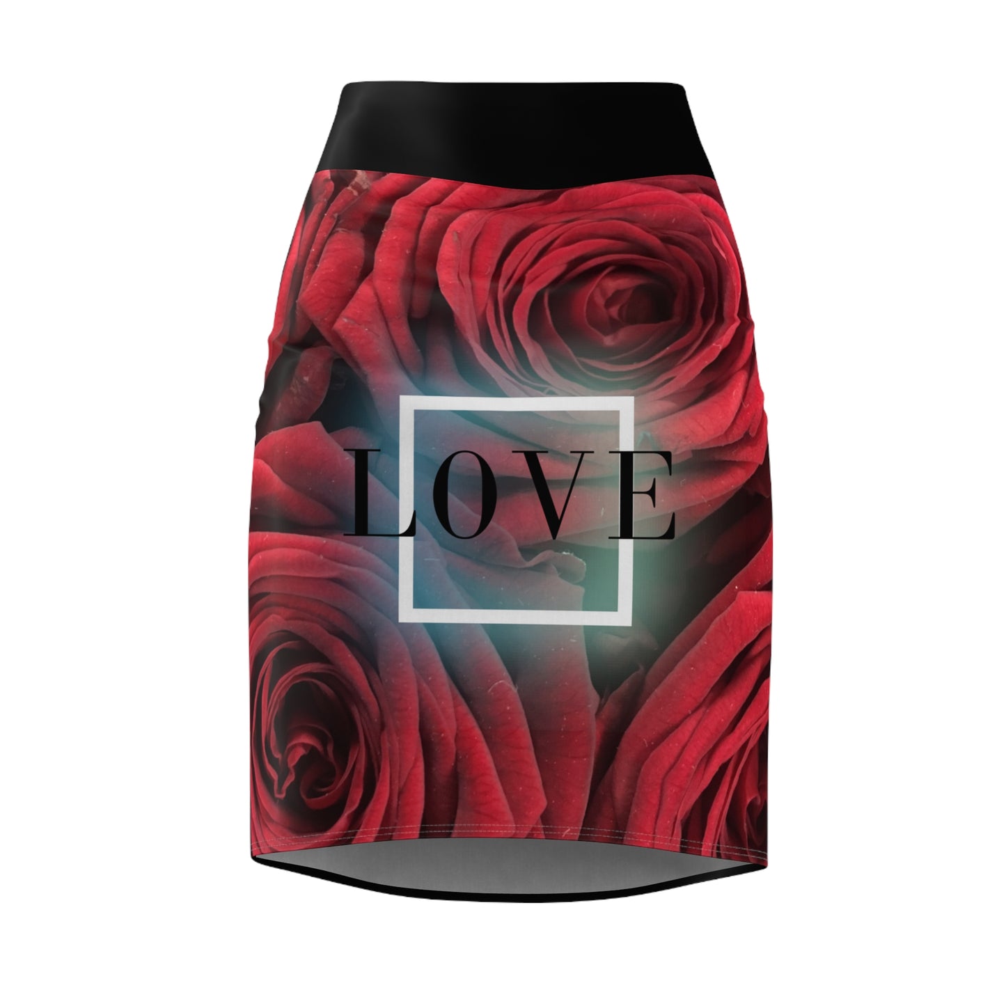 Women's Pencil Skirt (AOP)/Love/Red Roses