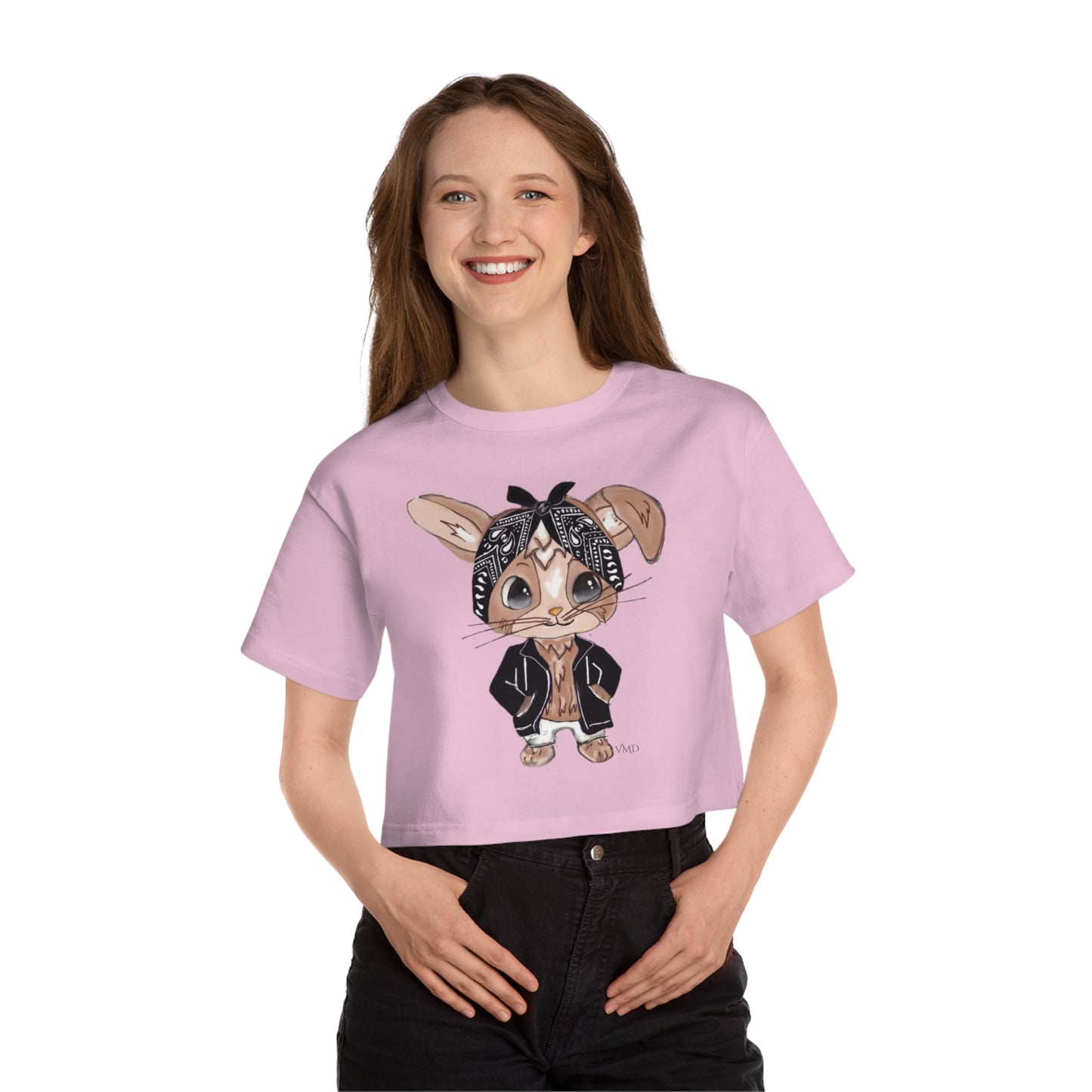 Champion Women's Cropped T-Shirt/ Bandana Bunny/Black