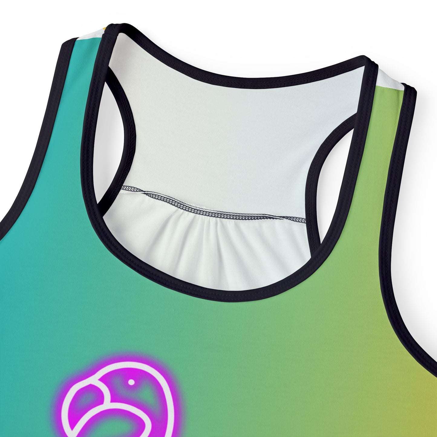 Women's Tank Top (AOP)/Neon Pink Flamingo/Blue/Yellow Gradient