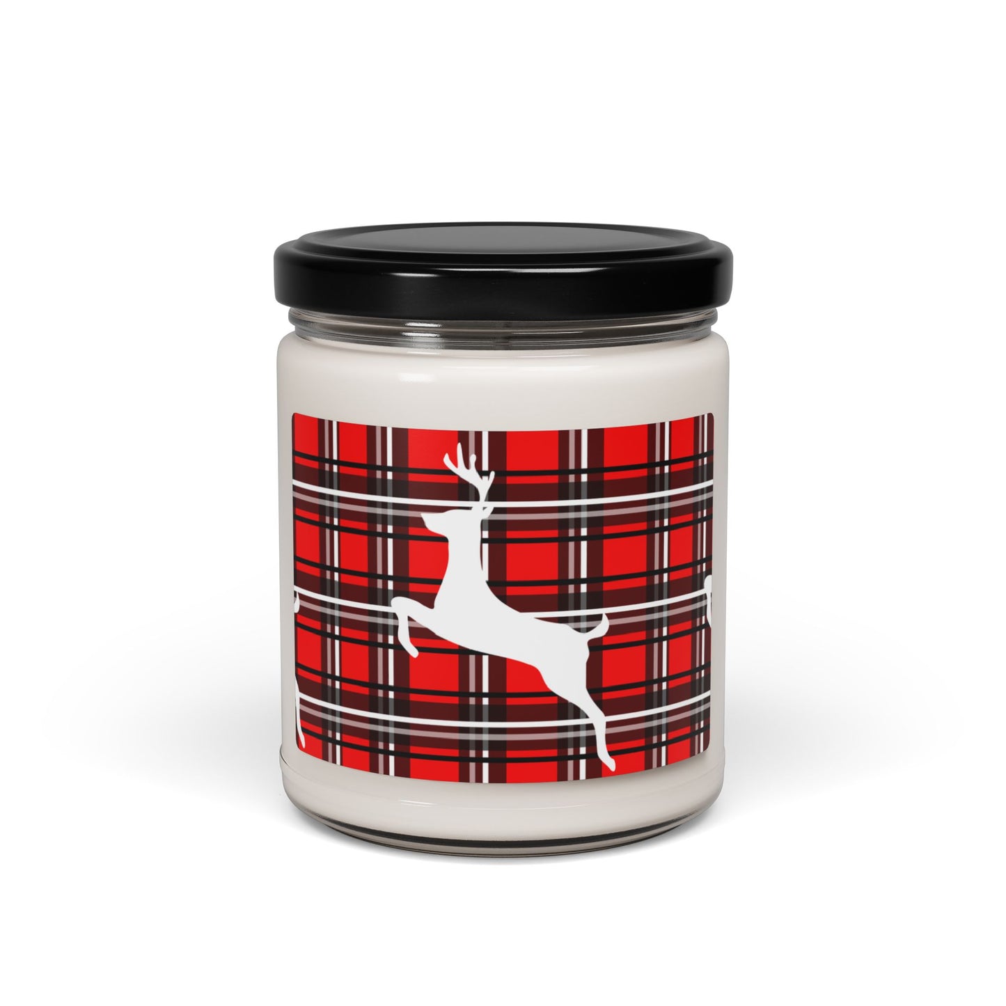 Scented Soy Candle, 9oz/Red/Black/White Plaid/ White Reindeer/Holiday