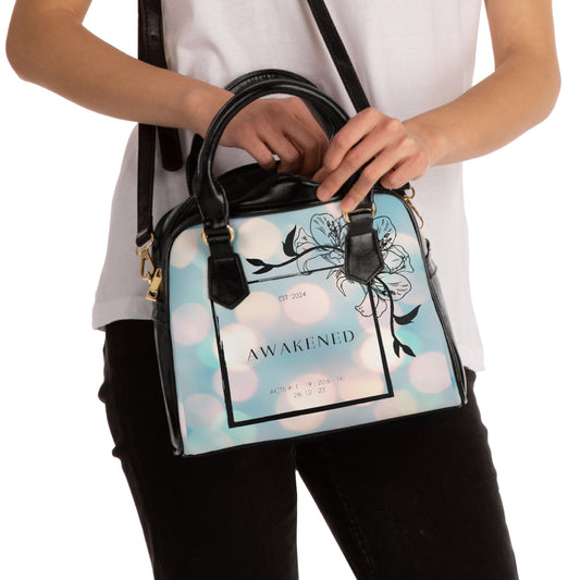 Shoulder Handbag/Awakened/Baby Blue/Bible Scripture/Square