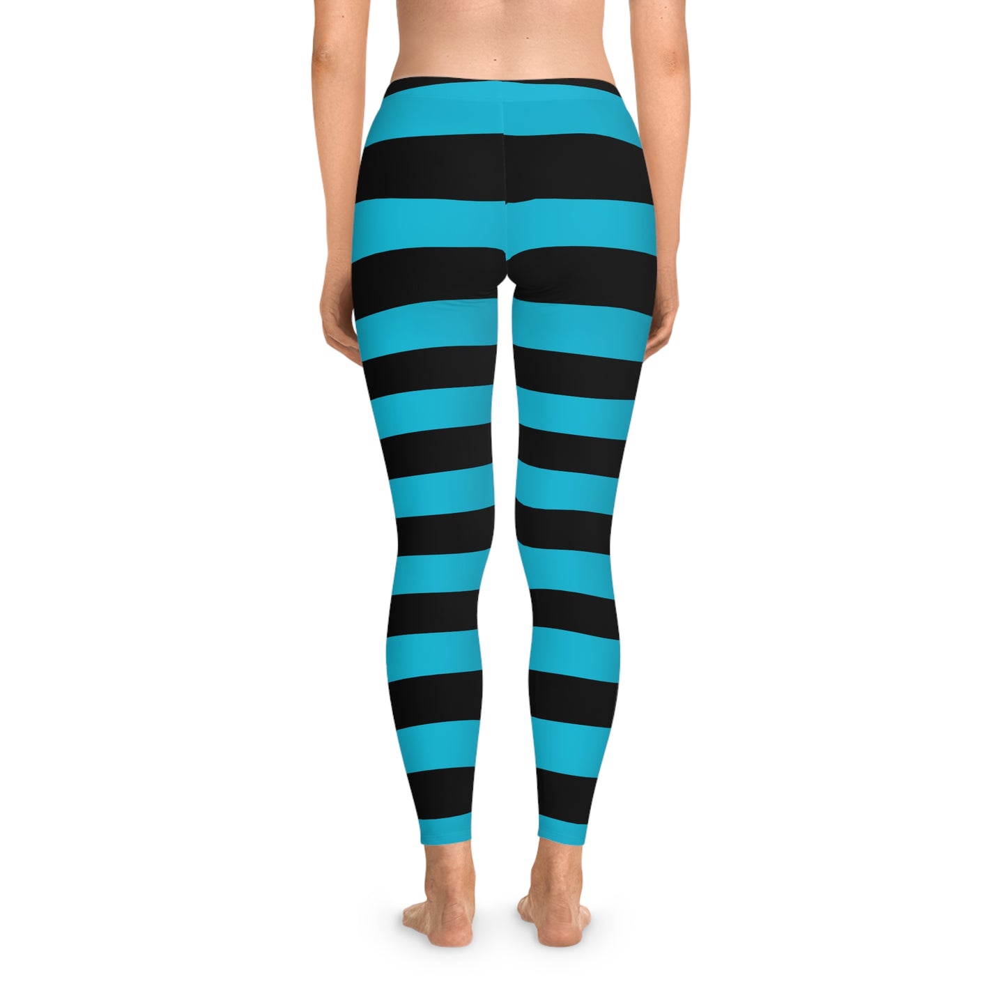 Womans Stretchy Leggings (AOP)/Witch Stripes/Teal