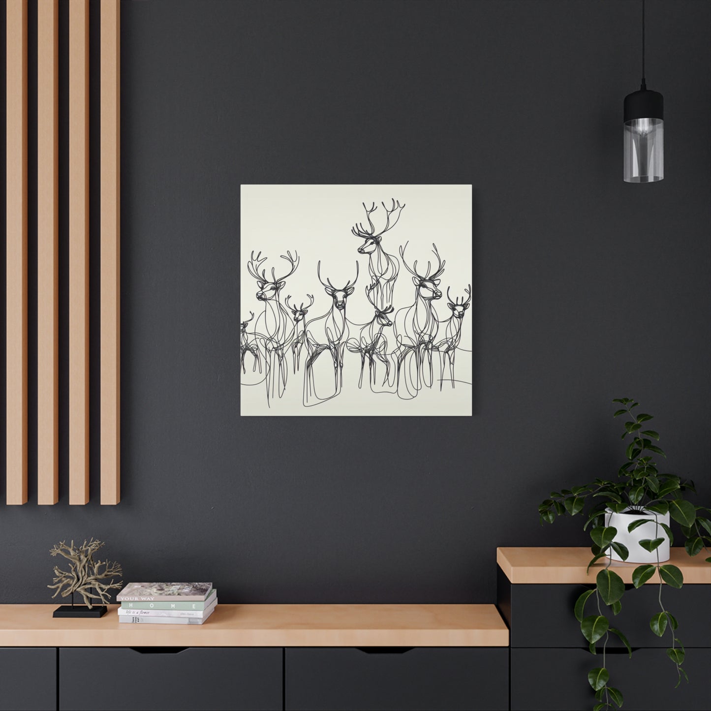 Matte Canvas, Stretched, 1.25"/Reindeer/Line art