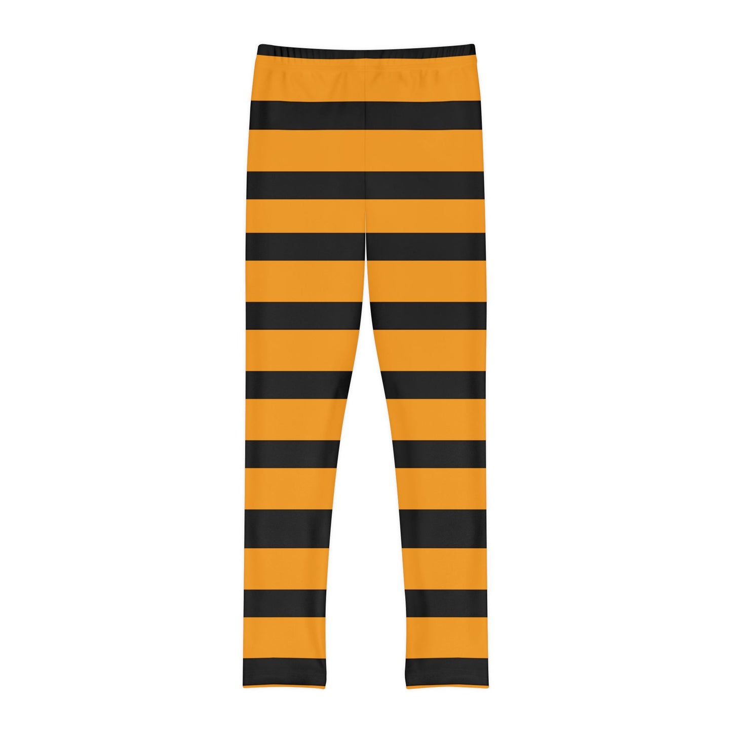 Youth Full-Length Leggings (AOP) Witch Stripes/ Orange