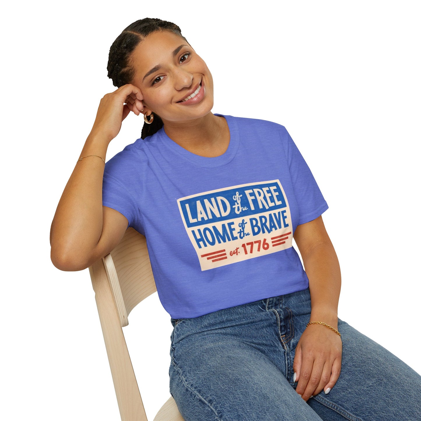 Unisex Softstyle T-Shirt/4th of July/Land of the Free Home of the Brave