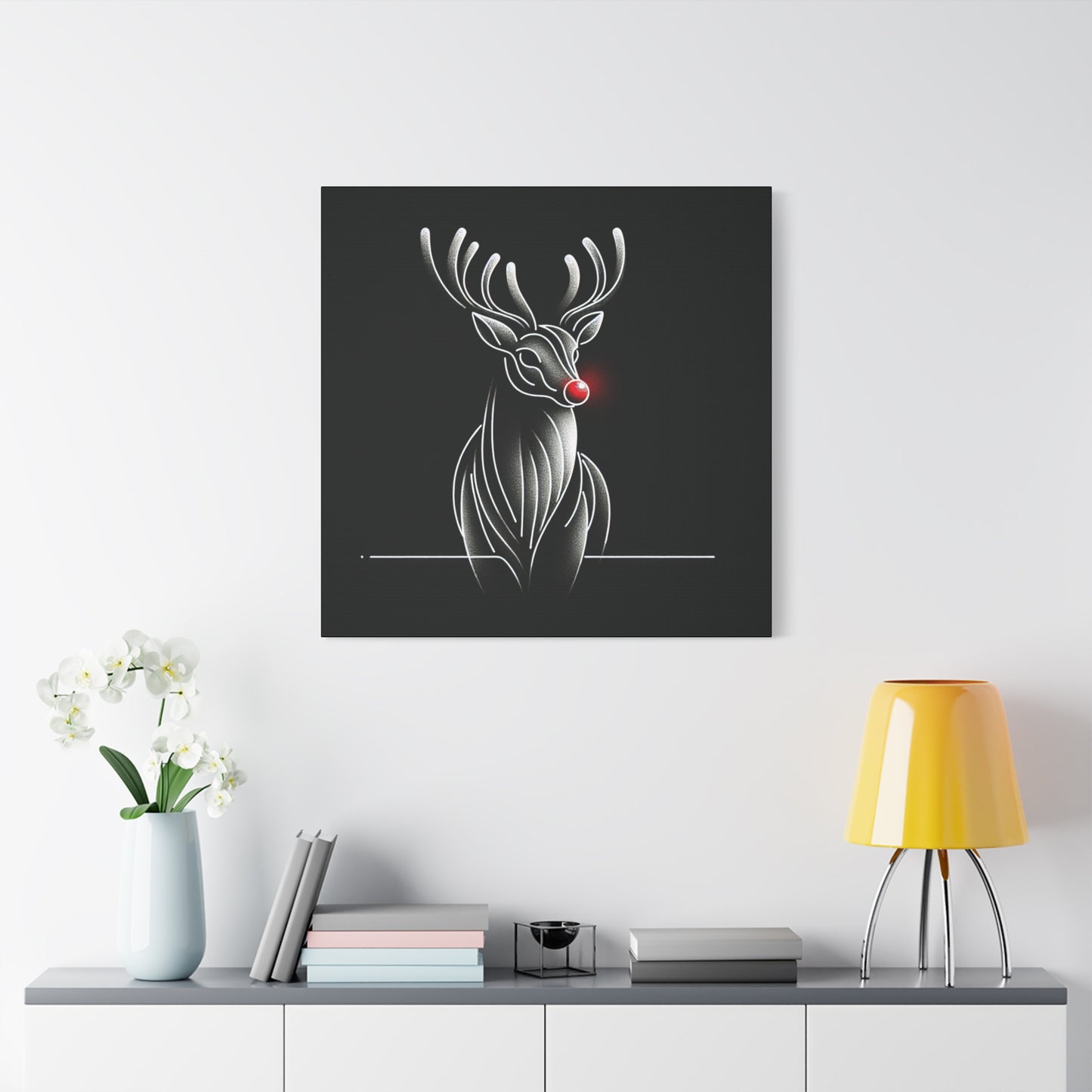 Matte Canvas, Stretched, 1.25"/ Rudolph/ Line Art/ Black/BG