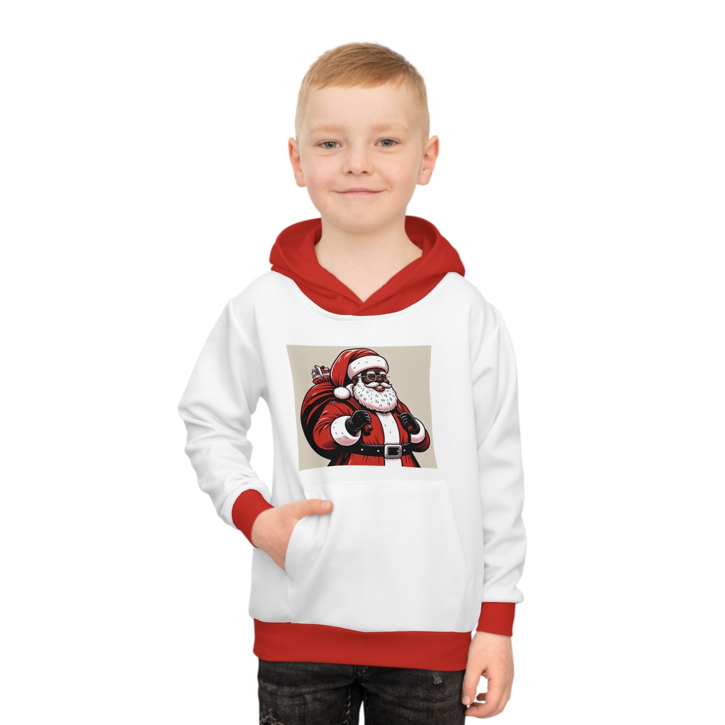 Children's Hoodie (AOP)/Santa/African American