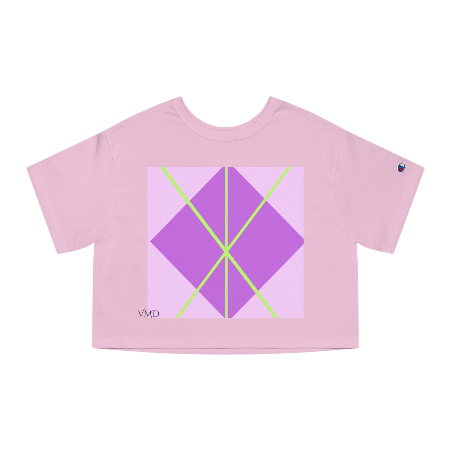 Champion Women's Cropped T-Shirt/Spring/Purple/Diamond/Green lines