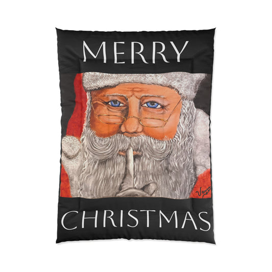 Comforter/Santa/Merry Christmas/Black/White