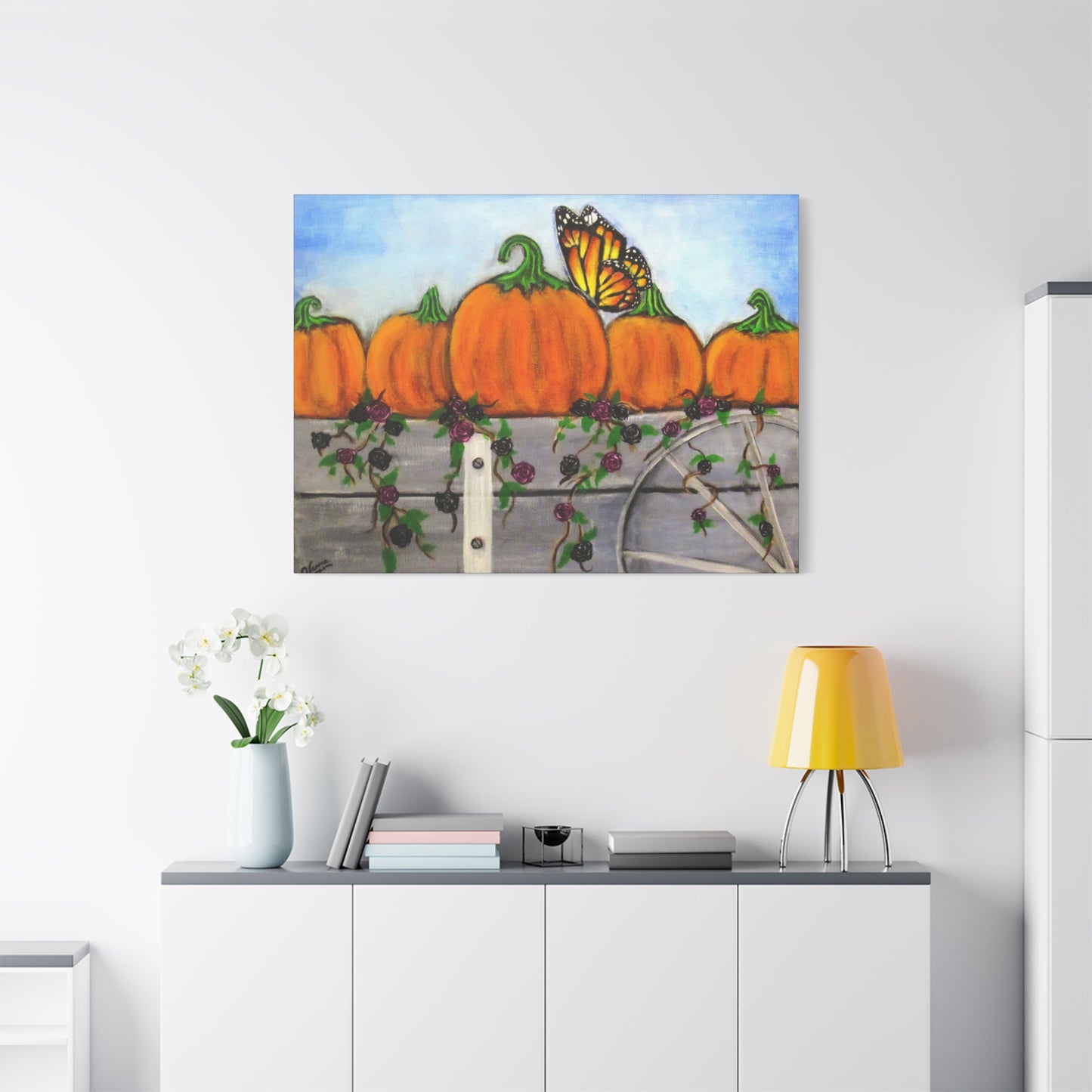 Matte Canvas, Stretched, 1.25"/Fall/Pumpkins in a Wagon