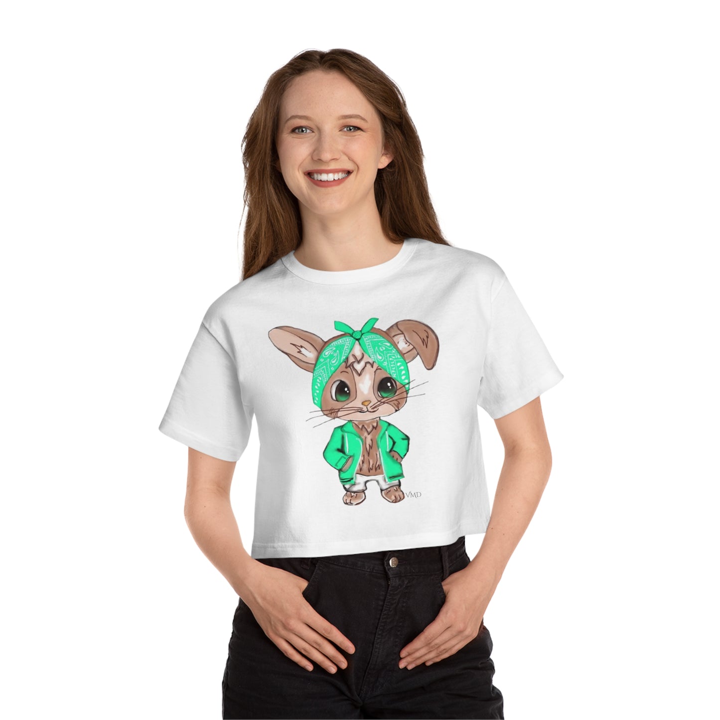 Champion Women's Cropped T-Shirt/Bandana Bunnie/Teal