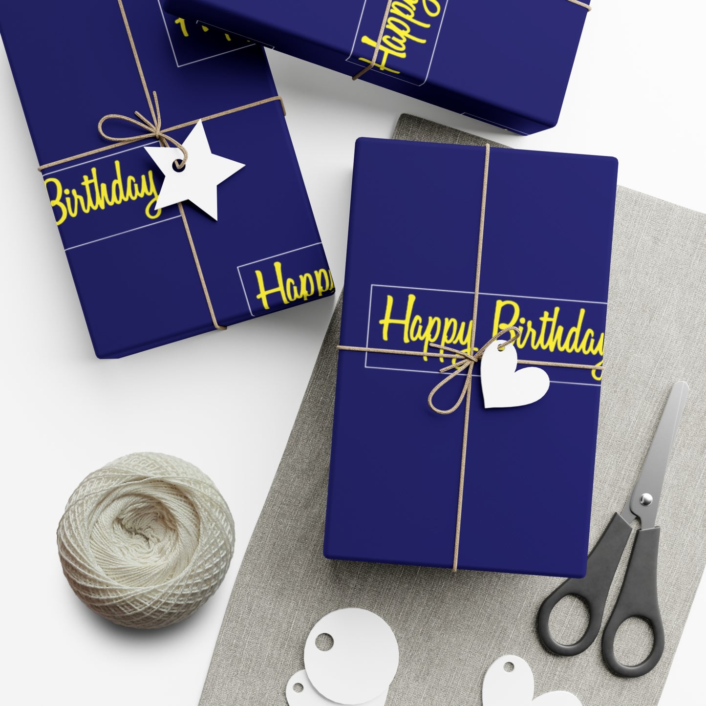 Birthday Gift Wrap Papers/ Happy Birthday/Maize/ Blue /Blue /Black Gradient