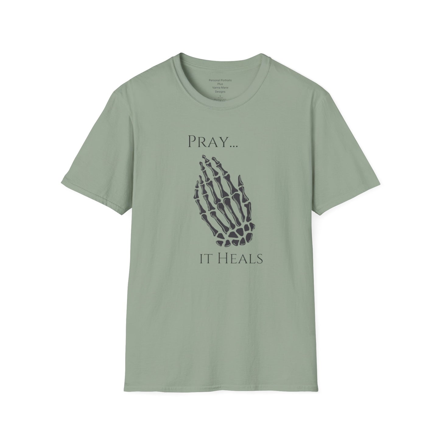 Unisex Softstyle T-Shirt/ Pray It heals/ Skeleton Hands