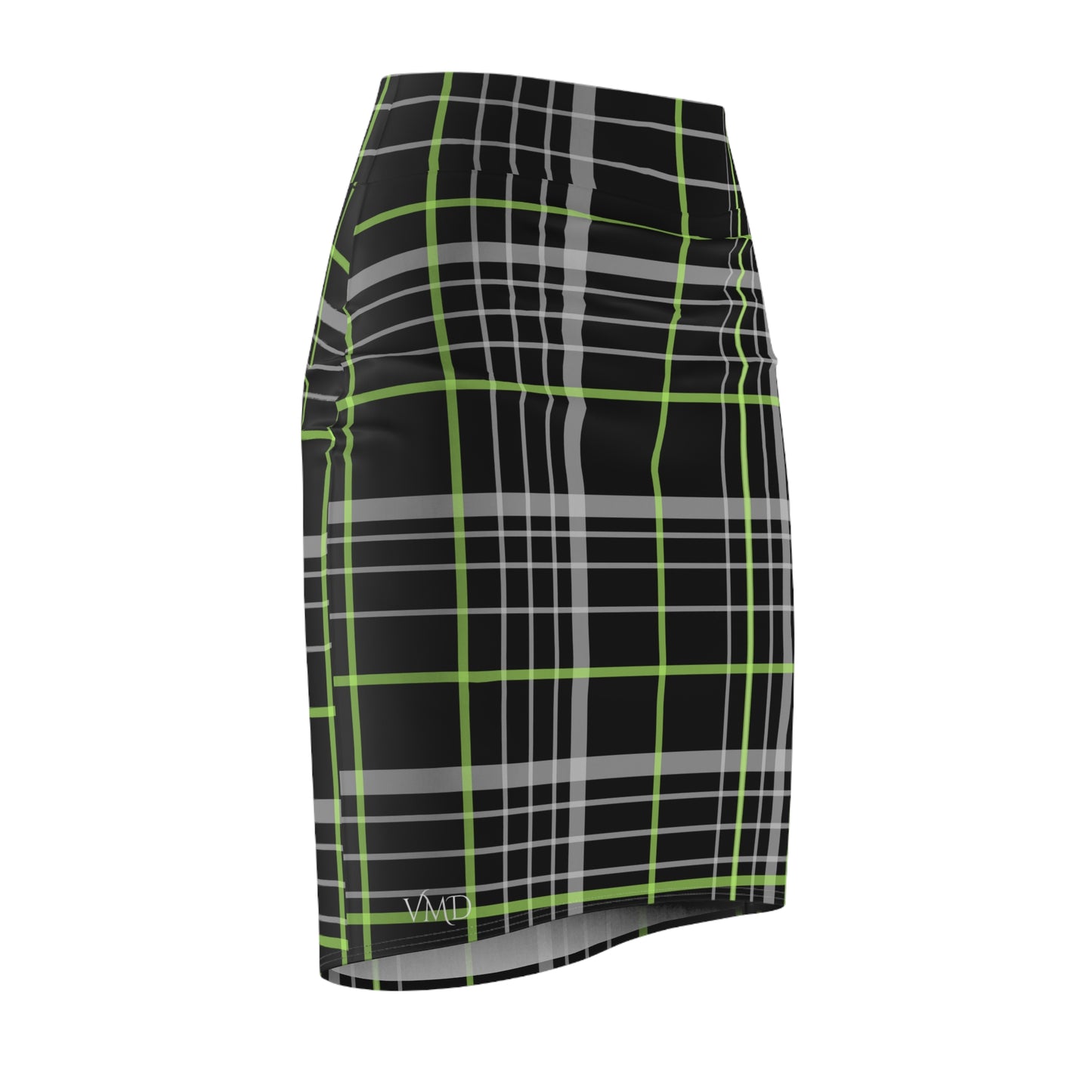 Women's Pencil Skirt (AOP)/Black/Green Plaid