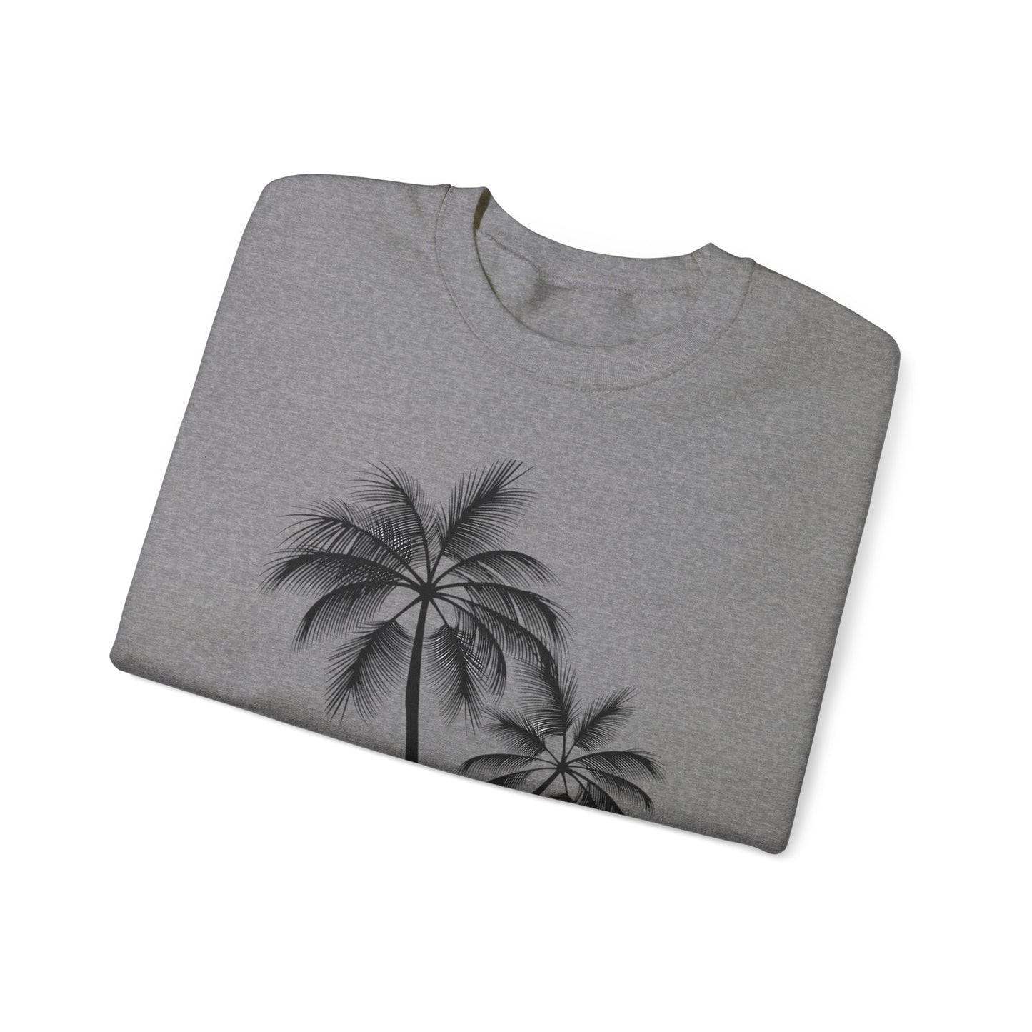 Womans Heavy Blend™ Crewneck Sweatshirt/2 Palm Trees/Black/White