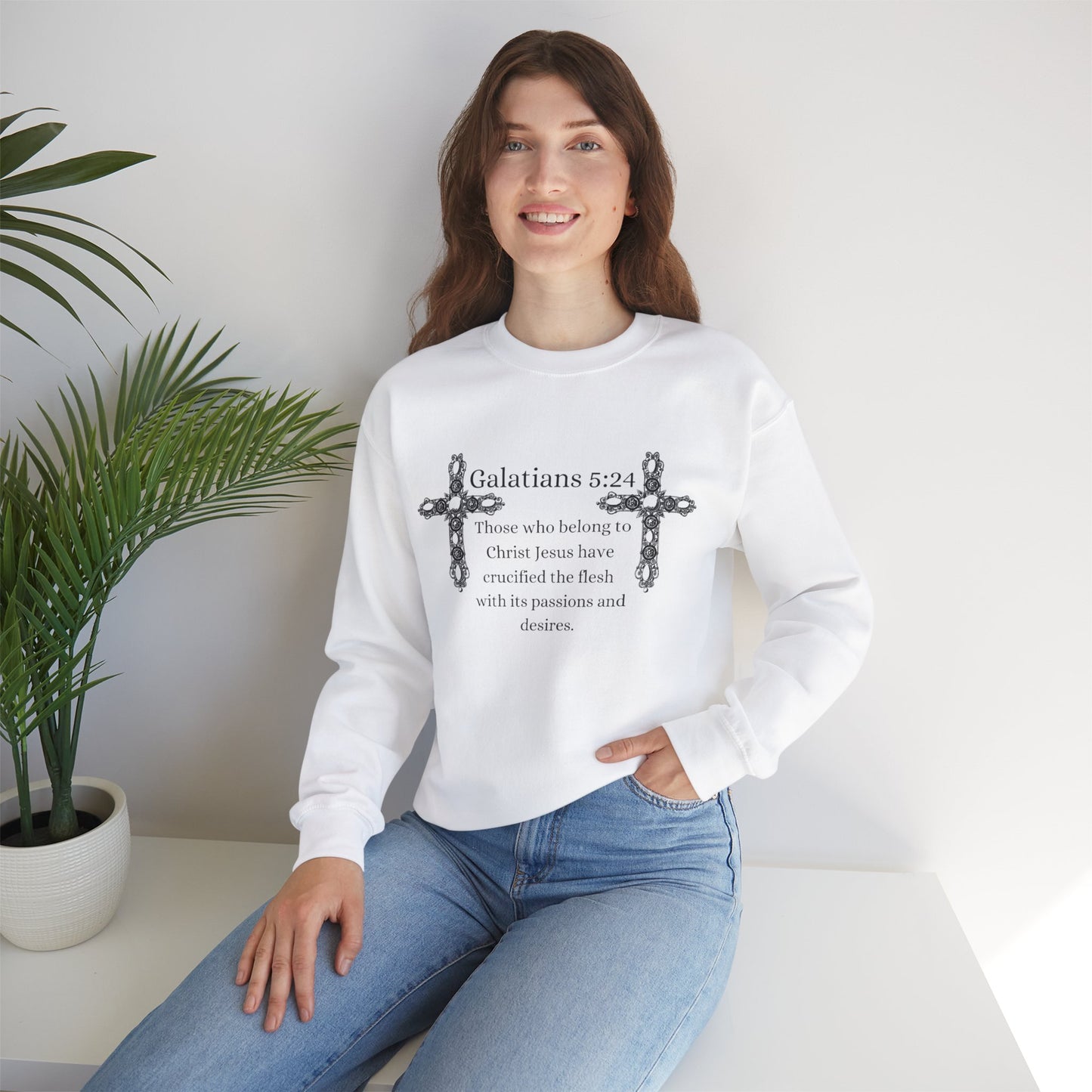 Unisex Heavy Blend™ Crewneck Sweatshirt/Galatians 5:24