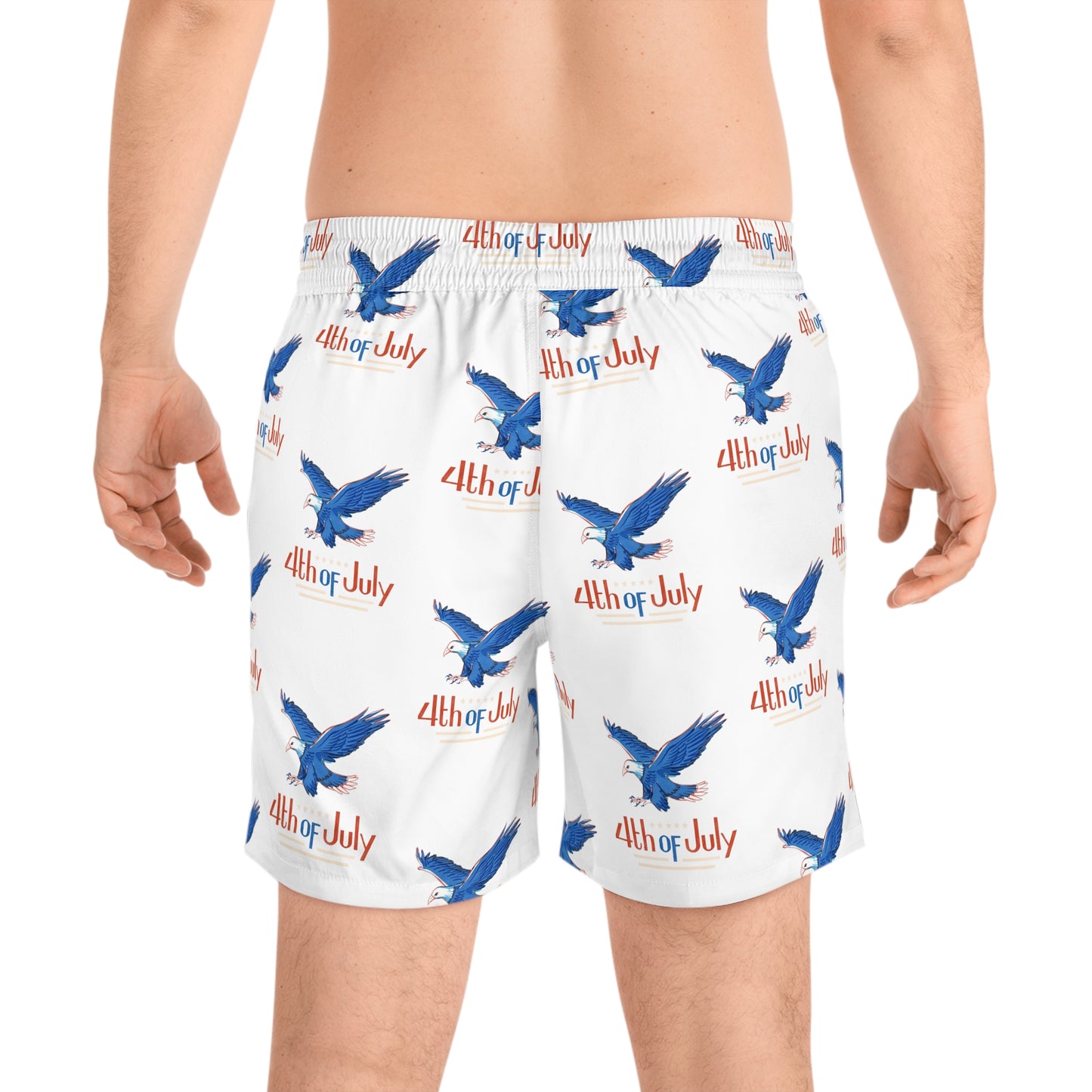 Men's Mid-Length Swim Shorts (AOP)/4th of July/Bald Eagle