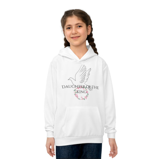 Girls Children's Hoodie (AOP)Daughter of The King/Floral Pink Crown