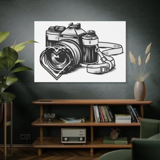 Matte Canvas, Stretched, 1.25"/Camera Loves you/Black/White/BG