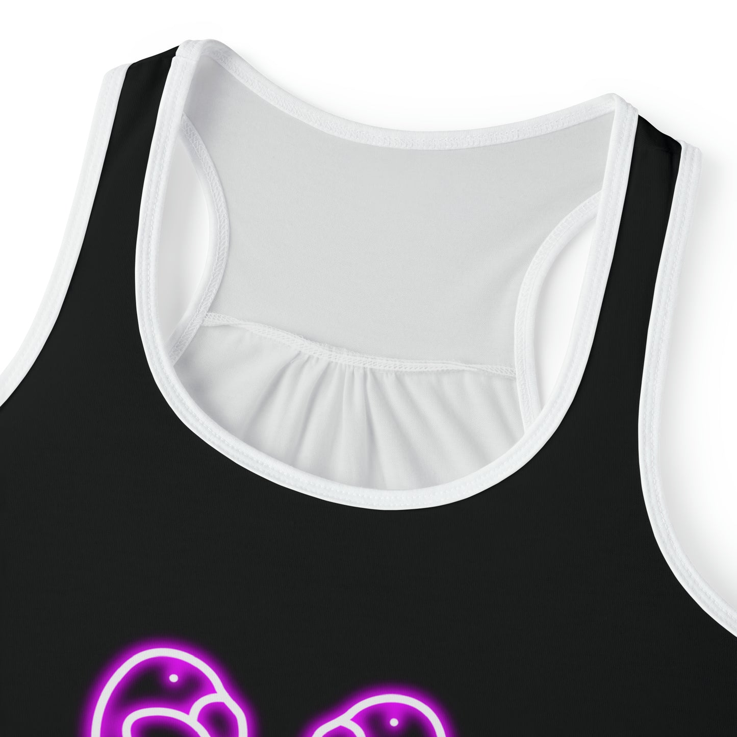 Women's Tank Top (AOP)/Black or white seams/Neon Pink Flamingos