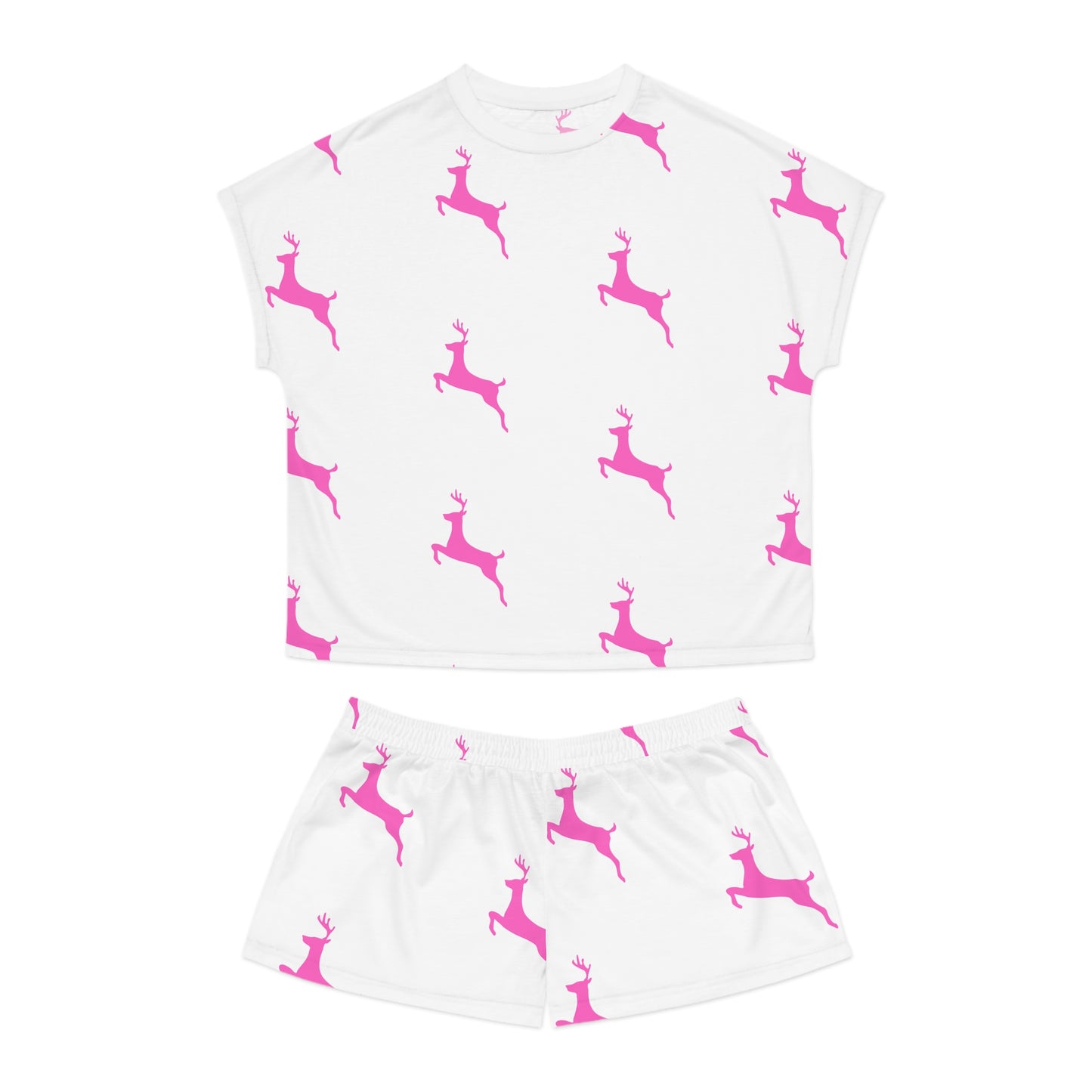 Women's Short Pajama Set (AOP)/Pink Reindeer/Holiday